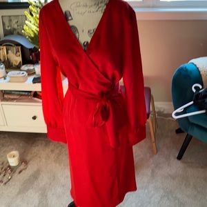Halogen red wrap dress
